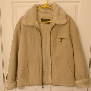 Guess brand Large buckskin coat with fur lining